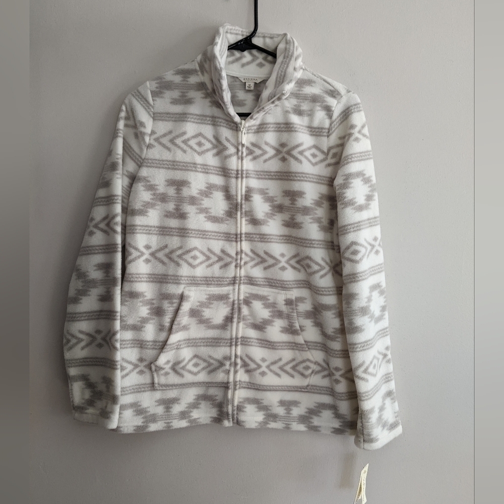 NWT Sonoma Aztec Western Fleece Zipper Closure Medium Soft Warm Soft & Cozy